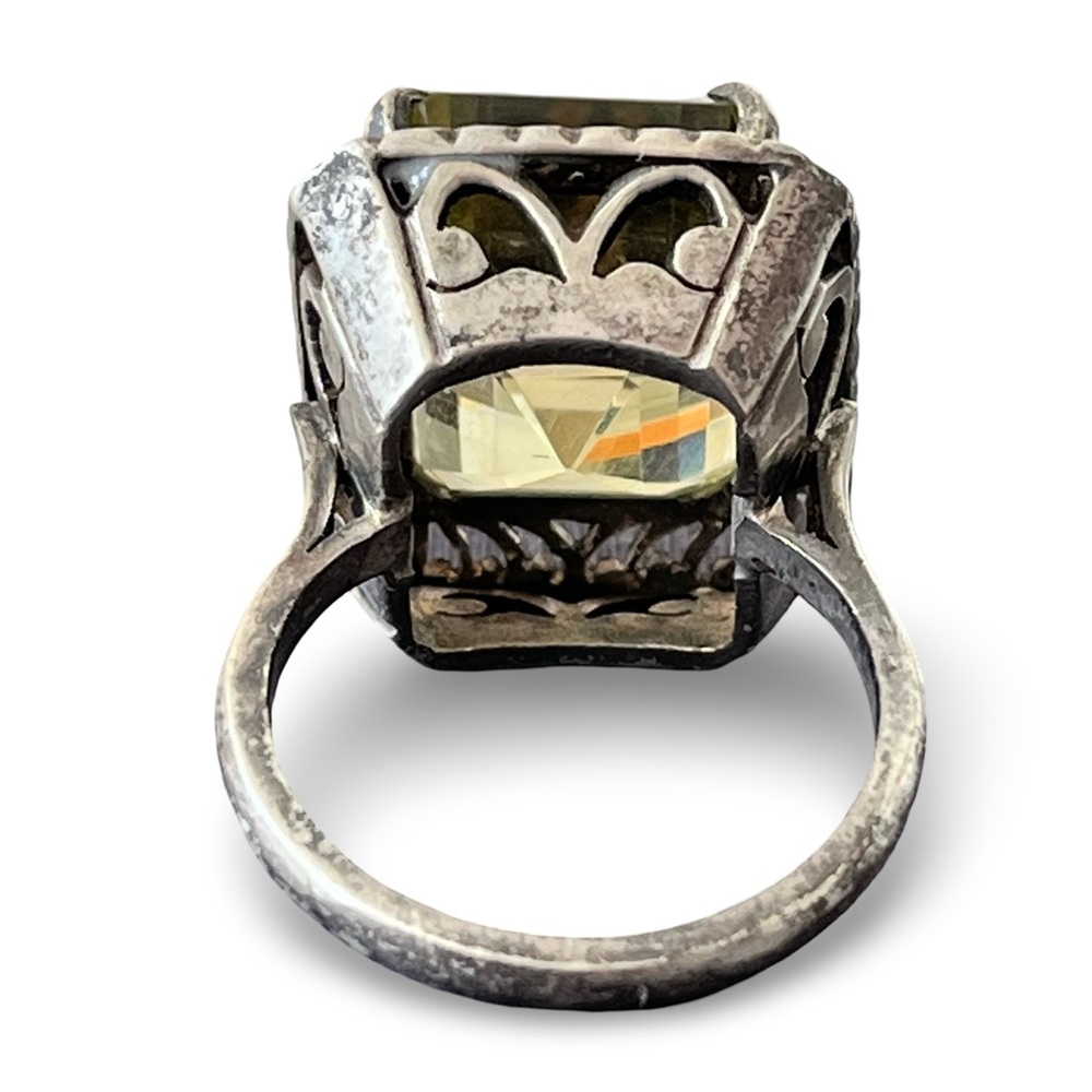 Vintage 1920s Art Deco Yellow Citrine Ring Size 7.25 - Picture 4 of 6